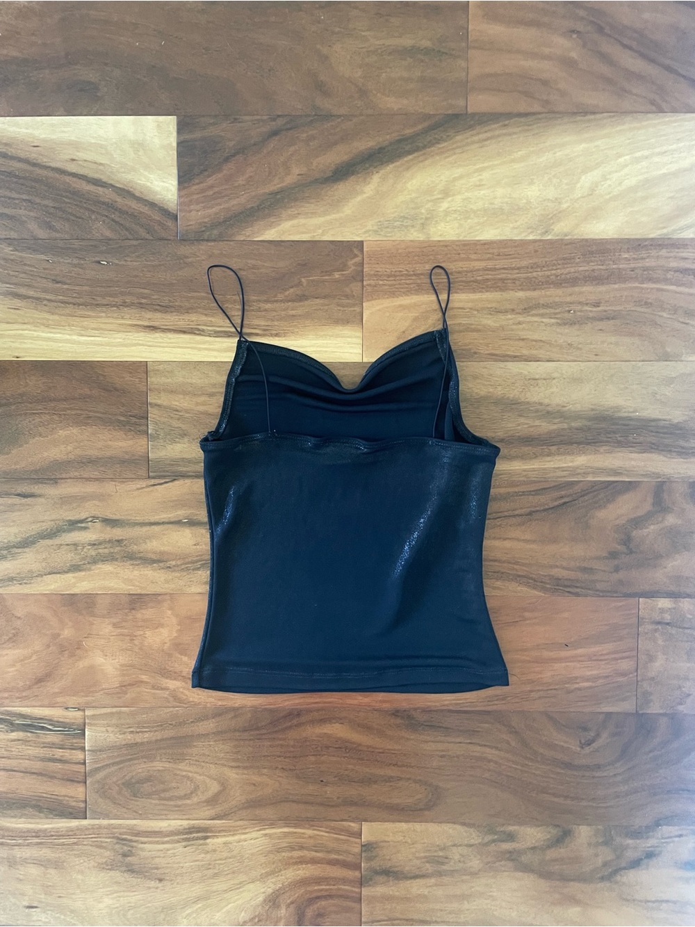 Ambiance Black Shimmery Cowl Neck Top - Picture 2 of 3